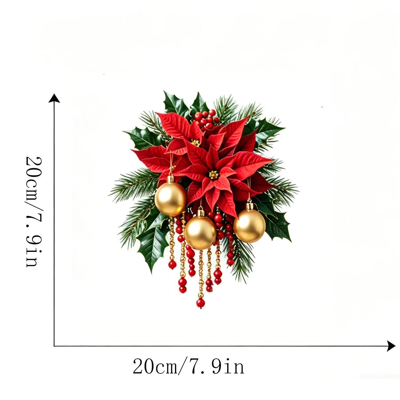 TEMU Christmas Plum Wall Sticker, Red & With Bead Ornament Design, Easy-to-lnstall Self-adhesive Wall Decal, Winter Christmas Home Decor Sticker For