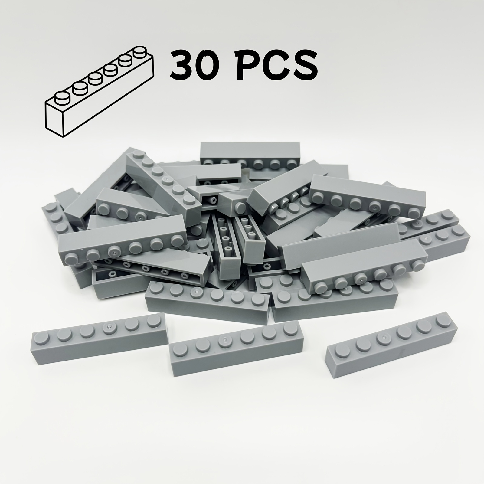 30pcs Multicolor Blocks 1x6 Studs Hole Small Building Block Toy