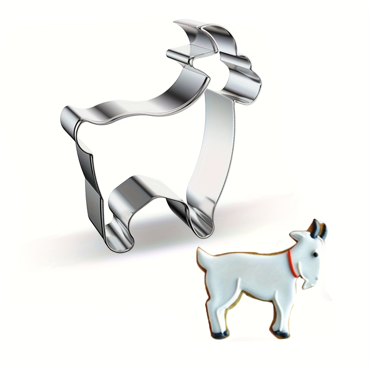 Stainless Steel Cookie Cutters For Diy Baking, Featuring Farm Cow And Goat Designs, Garden Tools, Sold As A Single Piece.