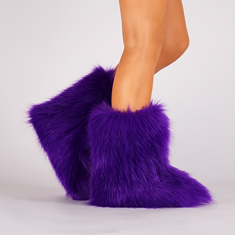 new womens winter y2k   warm thick soled   tube long faux fur boots warm boots women shoes