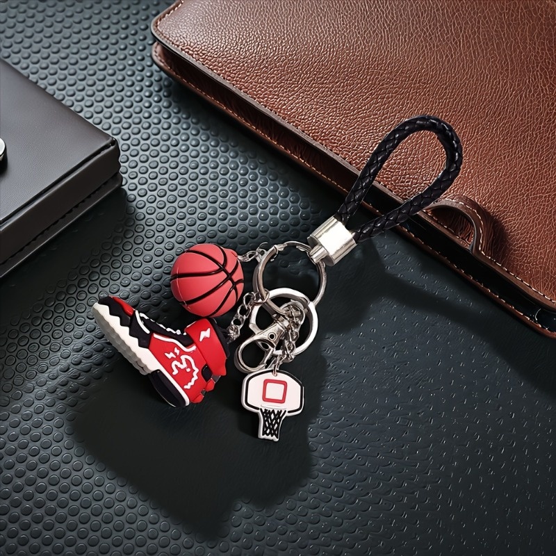 TEMU [mini 3d Basketball Keychain] Durable And Stylish Sporty Mini 3d Basketball Keychain | Made Of Pvc, Suitable For Car Keys, Backpacks, And