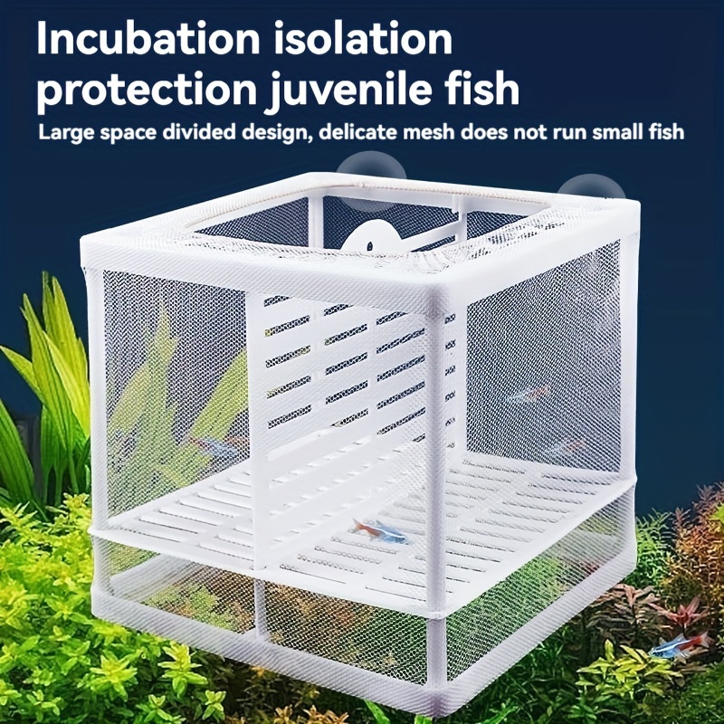 

Aquarium Box - Nylon Mesh Breeding Isolation , White Rectangular Fish Divider, Breeding Box, Grid