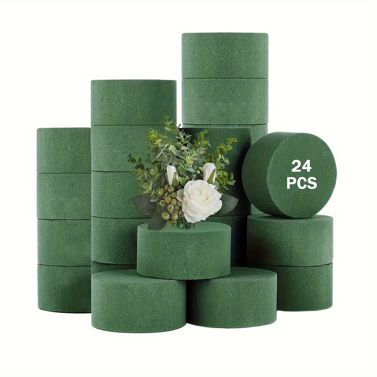 

24 de mousse florale humide pour fleurs fraîches - de mousse florale verte en plastique de haute qualité pour florales, artisanat, décorations d'allées de mariage, artistiques (2,9 pouces)