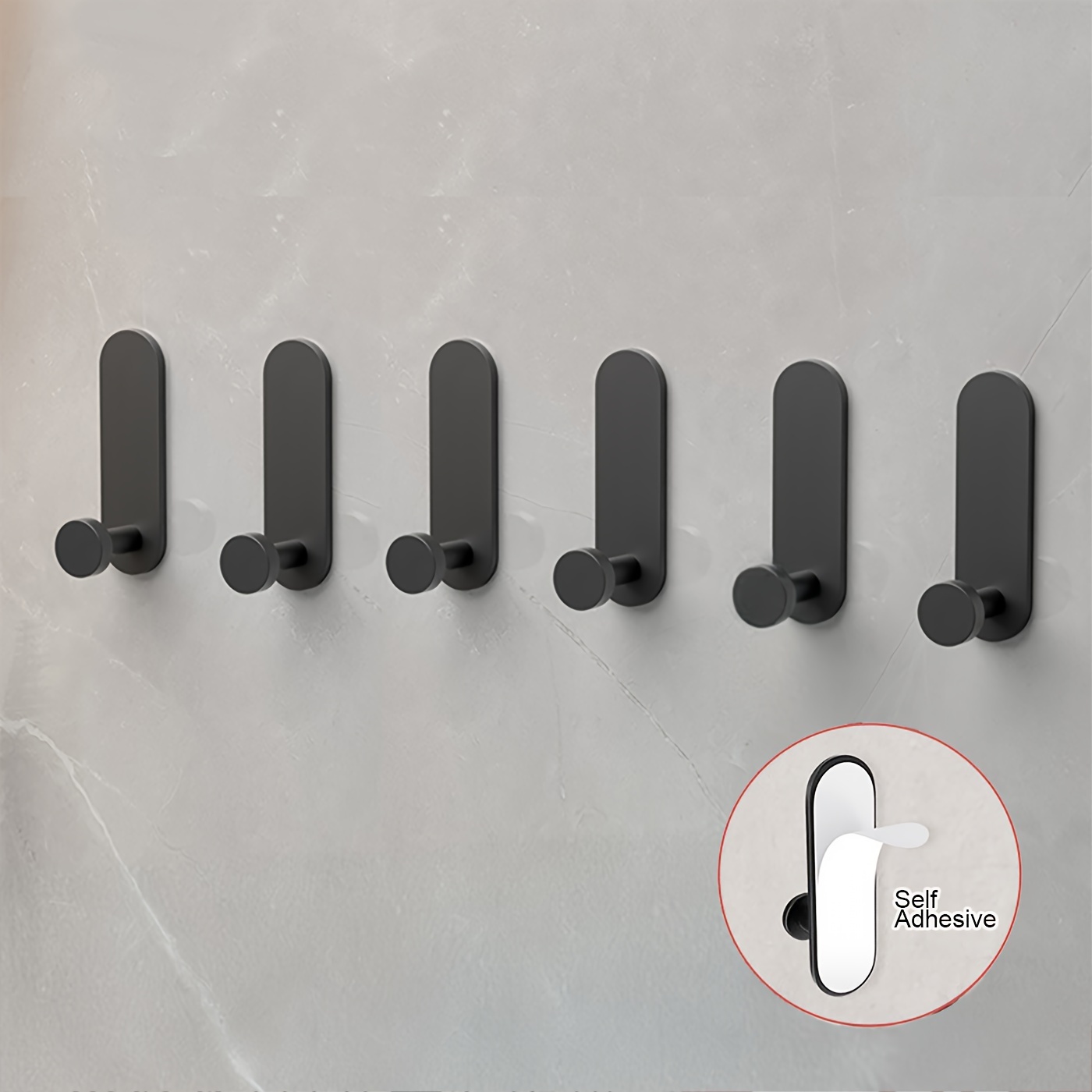 TEMU 6pcs Crochets Muraux Métalliques Auto-Adhésifs Robustes - Installation Facile, Pas de Perçage, Porte-Serviettes pour Salle de Bain & Cuisine -