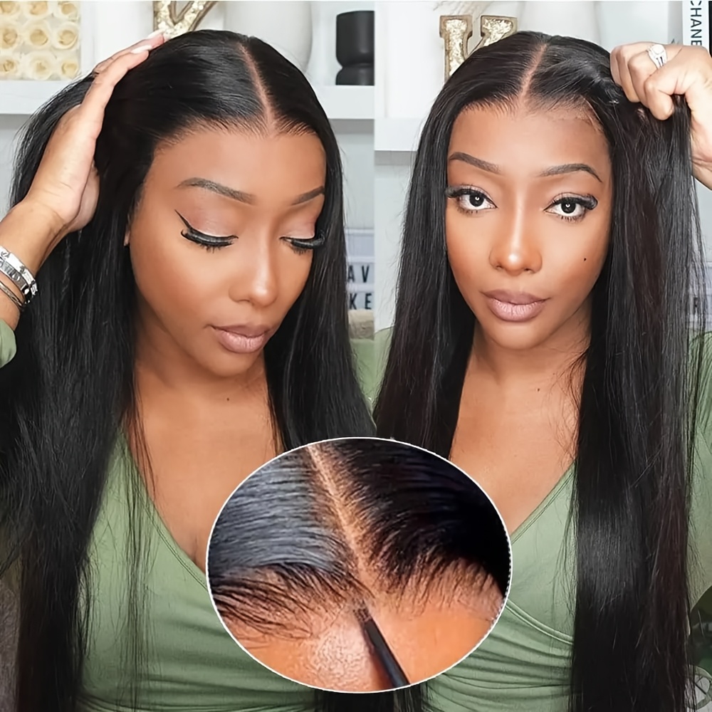 Image of 5x5 Hd Lace Closure Wigs Human Hair 250 Density Put Glueless Wigs Bone Straight Brazilian Human Hair Pre Cut No Skill No Glue 3s For Beginners Breathable Wig Cap For Summer Daily Wear