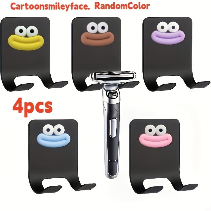 TEMU 2/4pcs Wall-mounted Shaver Racks, Random Color Cartoon Pattern Seamless Hooks No Drilling Shaver Hooks, Wall-mounted Storage Rack, Suitable For