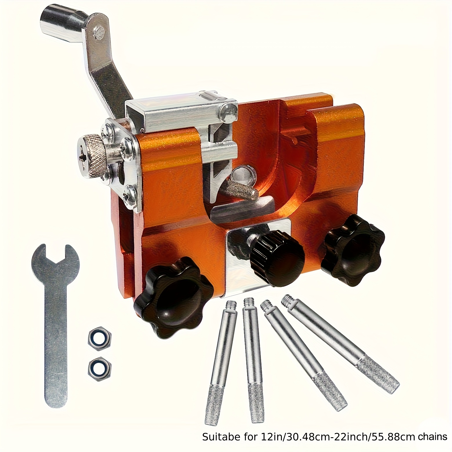 Image of Upgraded Chainsaw Sharpening Tool, Chainsaw Sharpening Fixture, With 4 Grinding Rods, Manual Chainsaw Sharpening Fixture Kit, Suitable For Chainsaws From 4 Inches To 22 Inches