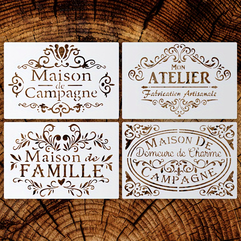 

4-piece Vintage French Stencils For Shabby Chic Decor, 7.9x11.8" - Perfect For Walls, Fabric, Furniture & Wood Surfaces Furniture Stencils For Painting