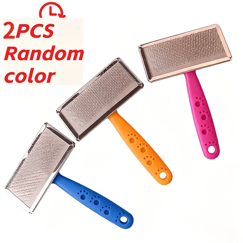 TEMU 2pcs Random Pin Pet Comb, Dog Deshedding And Knot Remover Brush, Massage Grooming Tool For Pet Hair Cleaning And Beauty