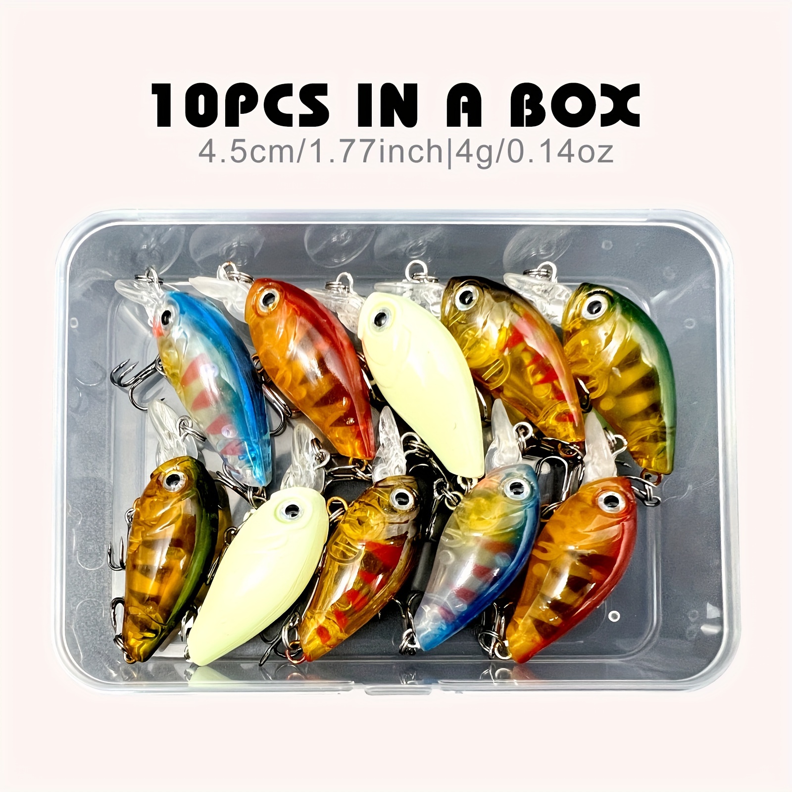 5/10pcs Crankbait Kit 4.5cm/1.77 Floating Fishing Lure, 4g-0.14oz Hard  Wobbler, Topwater Fishing Hard Lure