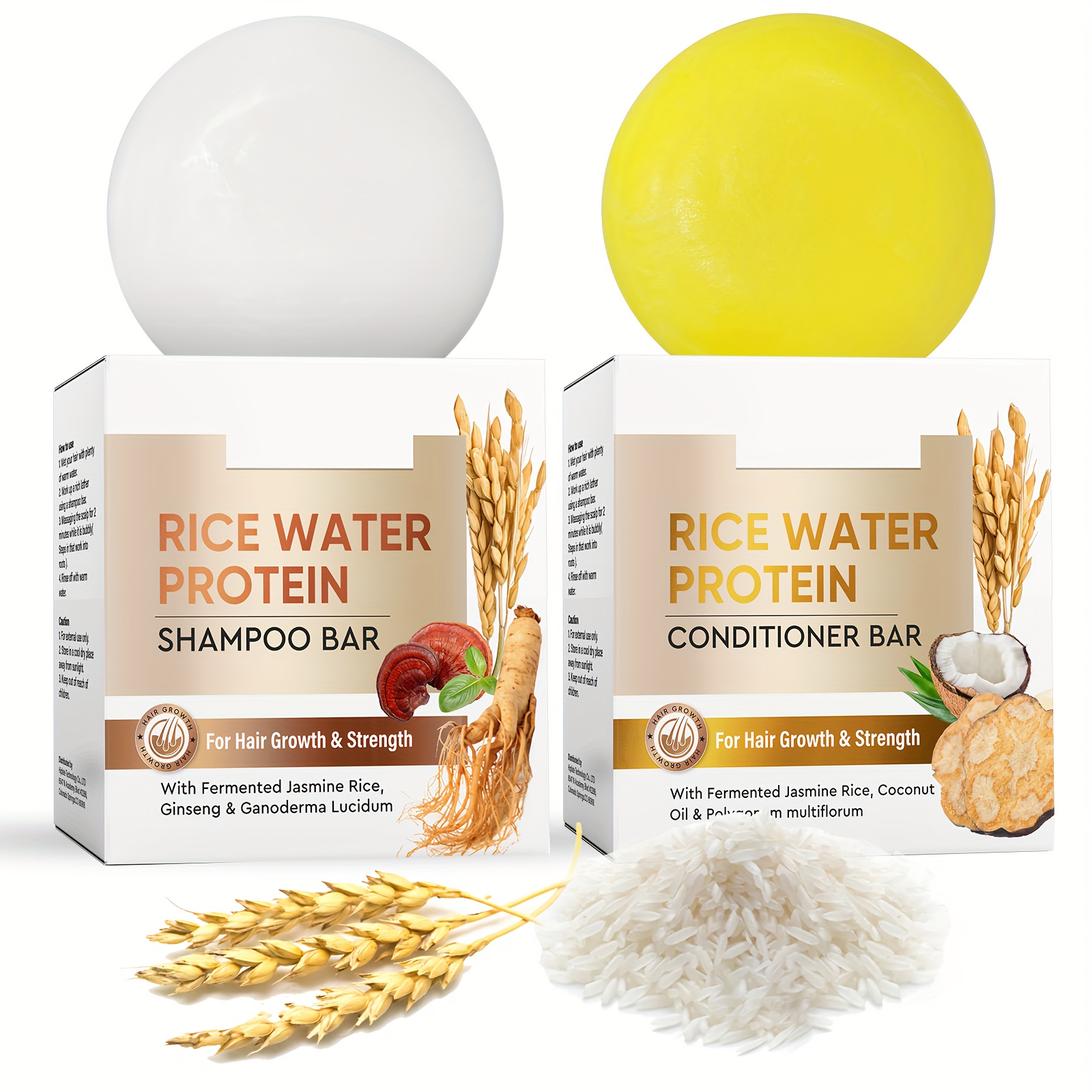 

Rice Water Shampoo And Conditioner Set, Fermented Rice Water For Hair Growth, Hair Soap For For Hair Strengthen, Thicker & Smooth, Reduce Greasy Hair, 2pcs, Lightyellow