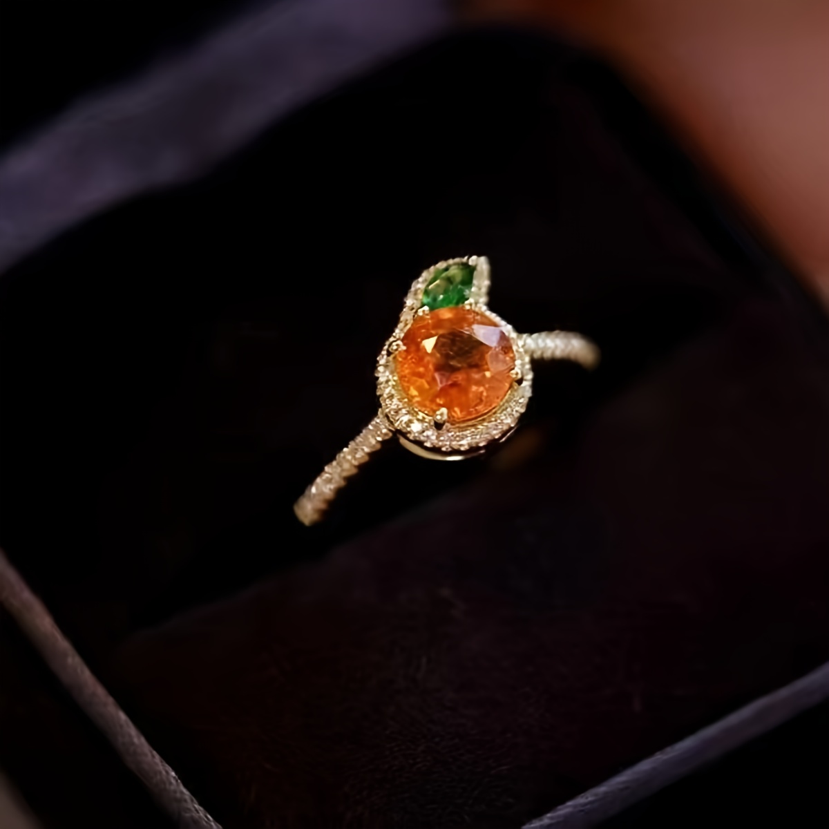 TEMU 1pc-european And -copper Inlaid Zirconia-fashionable And Fresh Little Orange-unisex Personalized Adjustable Ring-suitable For Party Wear, Daily