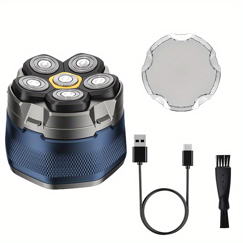 Heren 6D elektrische kale haartrimmer, scheerapparaat met LED-vermogensdisplay, 6 zwevende messen, draadloos…: retailer-supplied image
