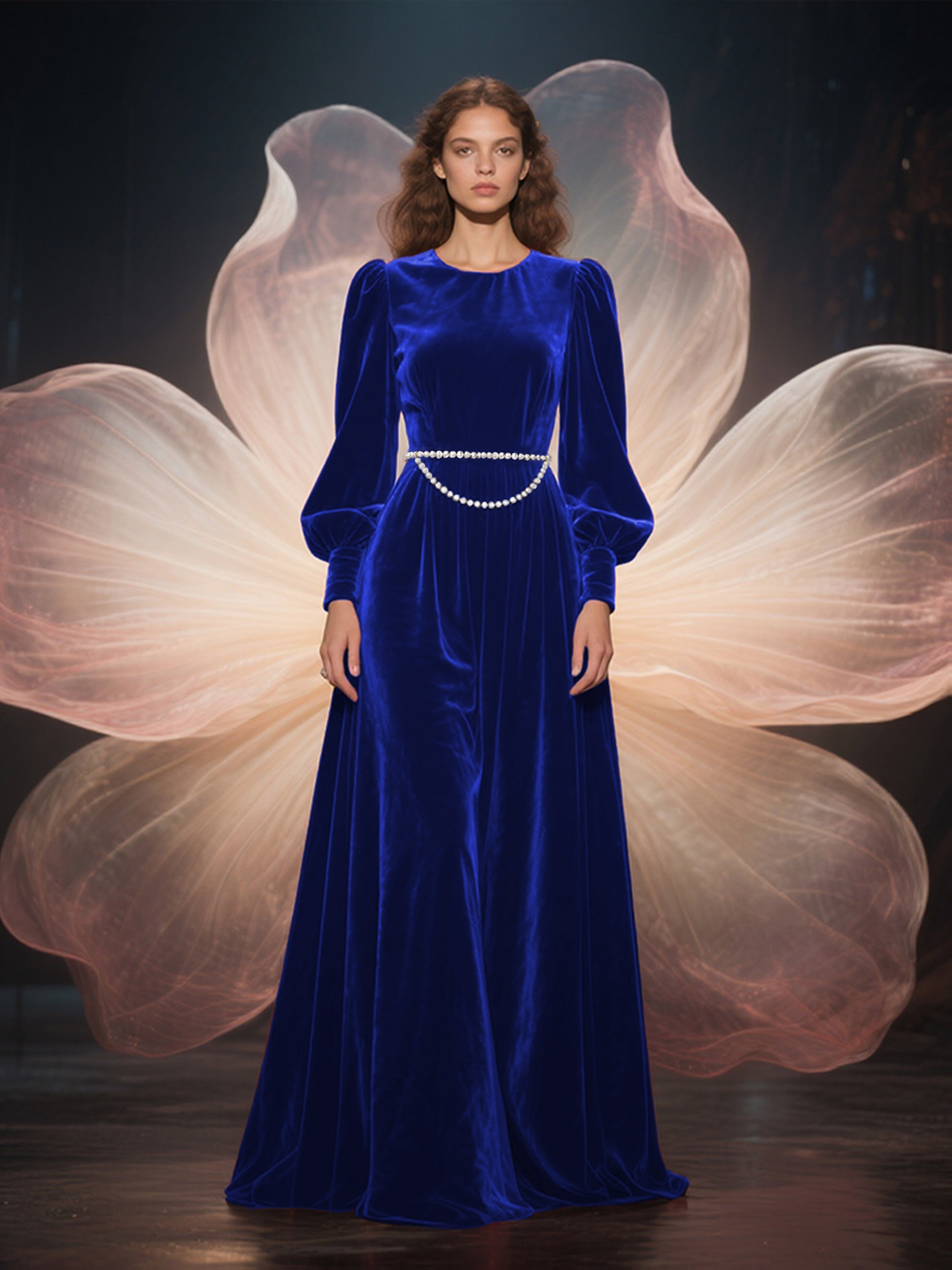 navy blue dress for baby girl ACOTAR winter court inspired gown main image 0