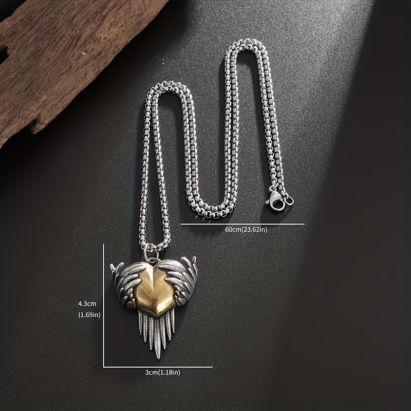 Heart Shape Angel Wings Pendant Necklace Jewelry Accessories Gift