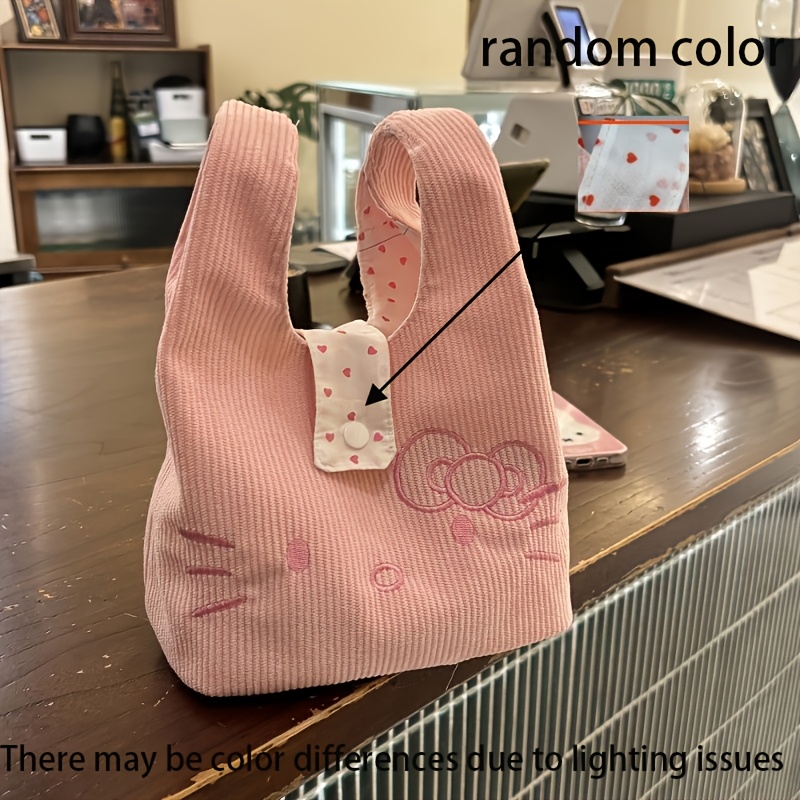 E-shop Sanrio Süße Rosa Kitty Stickerei Cord Wrist Bag Tragbare Handtasche Pendler Kleine Tasche Hochwertige Aufbewahrungstasche Beste Wahl für Reisen