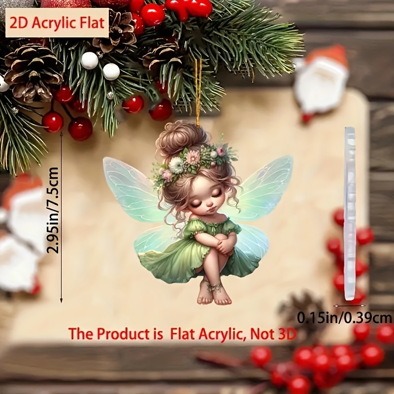 

1pc 2d Fairy Hanging Acrylic Ornament - Festive Holiday Decoration For Car Interior