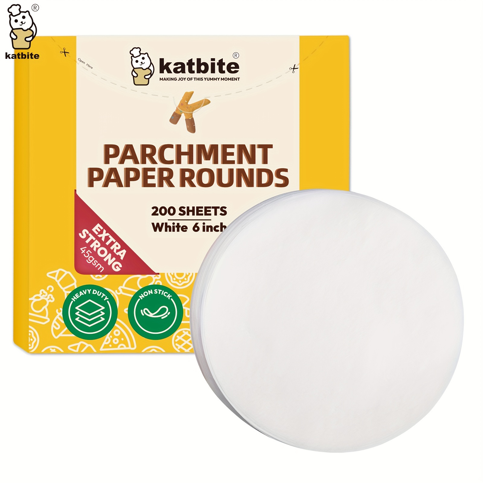 

Katbite 600pcs 5''/6''/7''/8''/9''/10''/12'' Parchment Paper Rounds, Round Baking Sheets Paper For Patty Separating, Freezing, Springform Cake Tin, Toaster Oven, Tortilla Press
