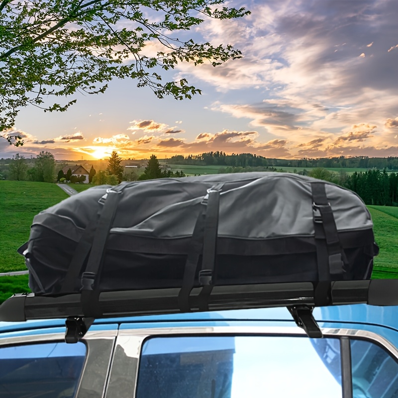 MARCHWAY Waterproof Car Roof Luggage Bag, Weatherproof Soft Shell Rooftop Cargo Carrier Bag For Vehicles With Or Without Rack. 6 Door Hooks, Anti Slip Mat, Lock Included (15 Cubic Feet, Black