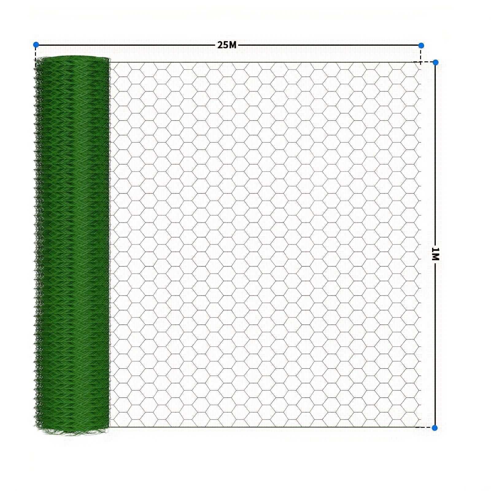 Hexagonal Mesh Garden Fence Wire Mesh - Mesh Size 25mm Wire Mesh Fence - Pvc-coated Green Rabbit Wire Mesh Small Animal Aviary Wire Mesh Animal Enclosure For Garden Fence