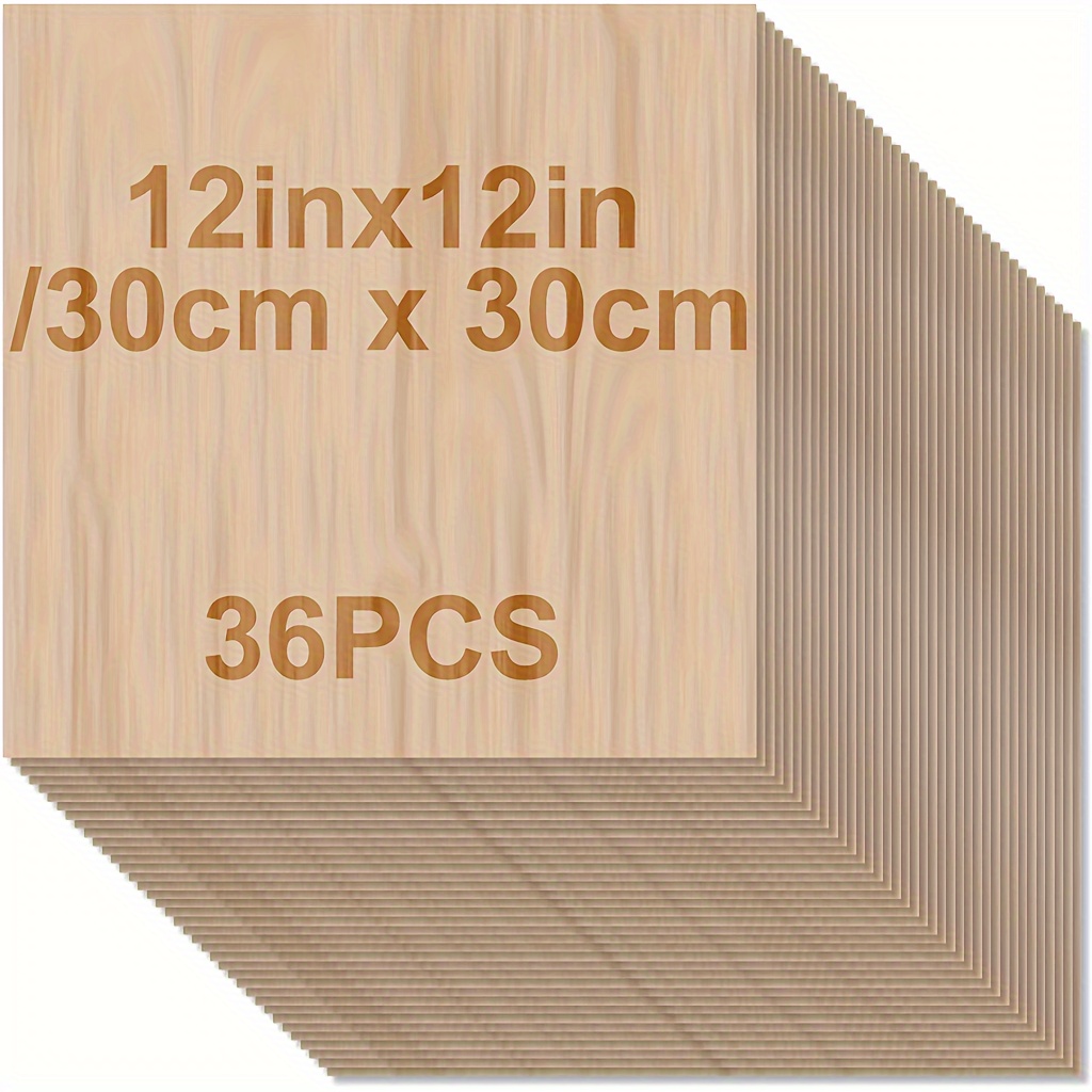 

36pcs Set Of Wooden Boards For Crafts -30*30cm - 2mm Plywood With - Square Wooden Boards For Laser Cutting, Wood Burning, Architectural Models, Staining