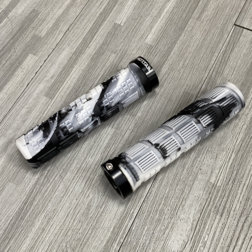 TEMU Mixed-color Single-pass Locking Bicycle Handlebar Grips, Anti-slip Tpe Professional Cycling Handlebar Grips, Suitable For Mountain Bikes And