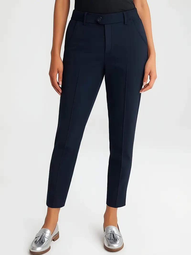navy blue cropped dress pants LOUISA Cropped Pants in Organic Cotton