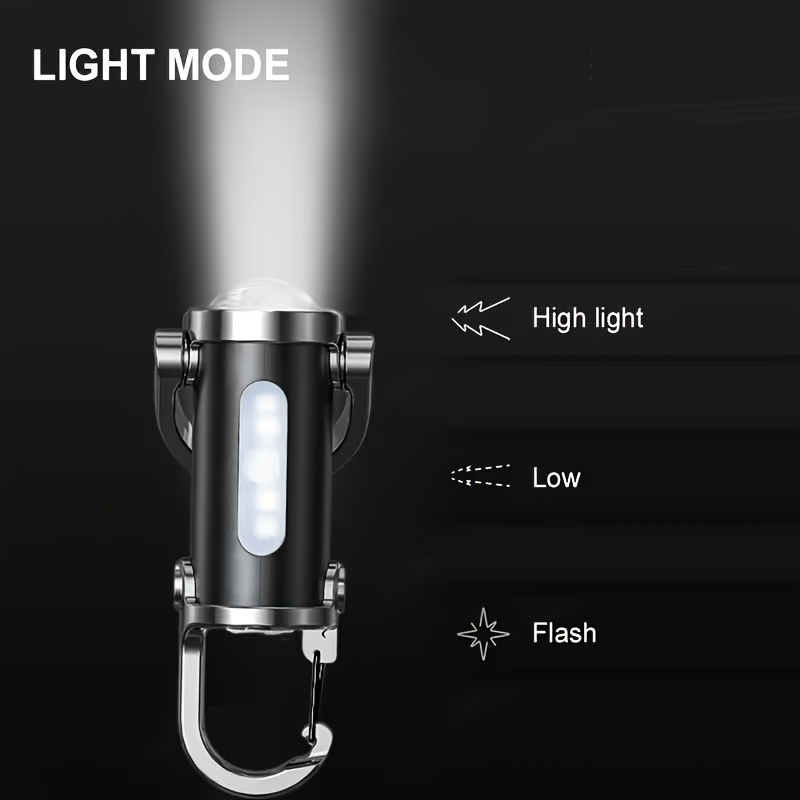TEMU Mini torcia portachiavi LED portatile, proiettore multifunzionale ricaricabile Tipo- 6 modalit� di illuminazione selezionabili, mini torcia