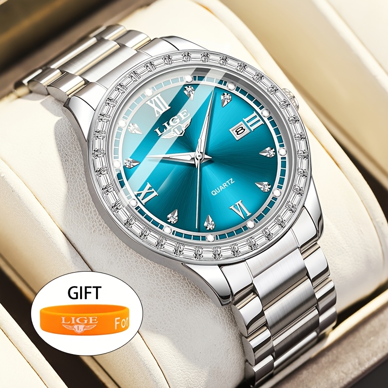 Image of 2026 Lige Men's Watch | Steel Strip Quartz Watch, Vintage Style, Sports Chronograph, Date Function, Battery Powered, Non-rechargeable Button Battery, Stainless Steel Strap, Ideal Valentine's Day Gift