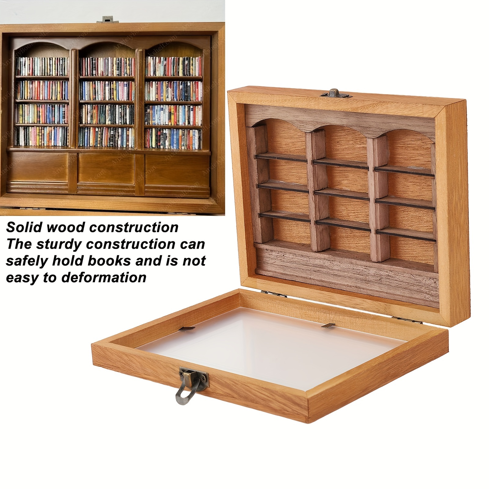 traditional wooden miniature book display case anxiety - Temu