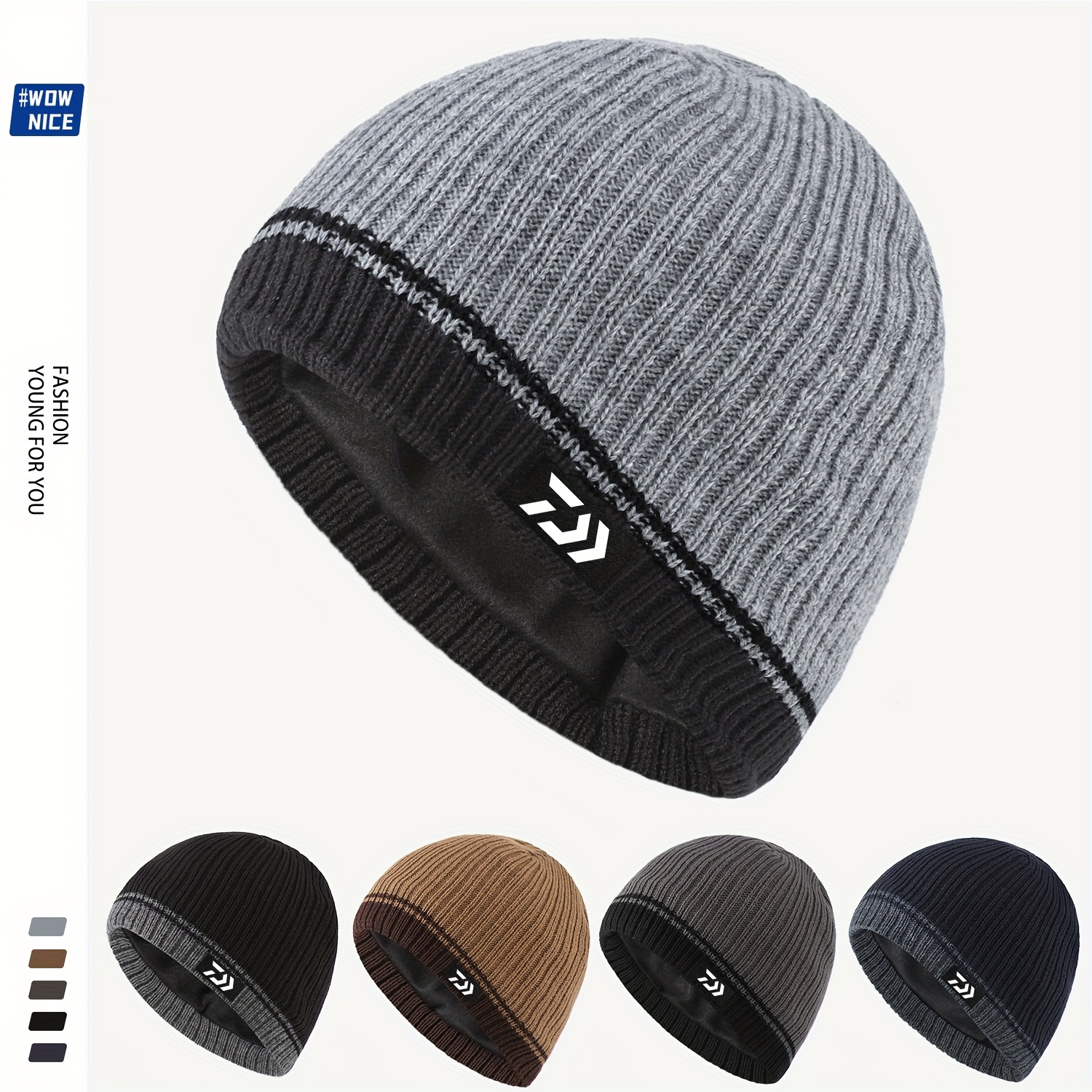 

Fleece-lined Beanie - Striped & Hat For , , - Christmas