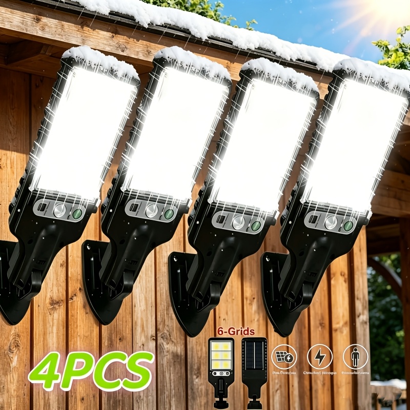 TEMU 2026 New 4pcs Solar Street Light, Wall Light, 288 Led Outdoor Light, 320°
