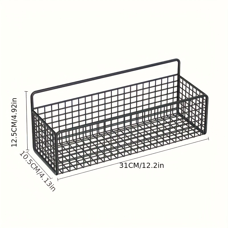 TEMU Wall-mounted Metal Storage Basket, No-drill Bathroom Shelf, Vintage Storage Rack For Restrooms, No Batteries Required, Healthy And Safe, Shelf