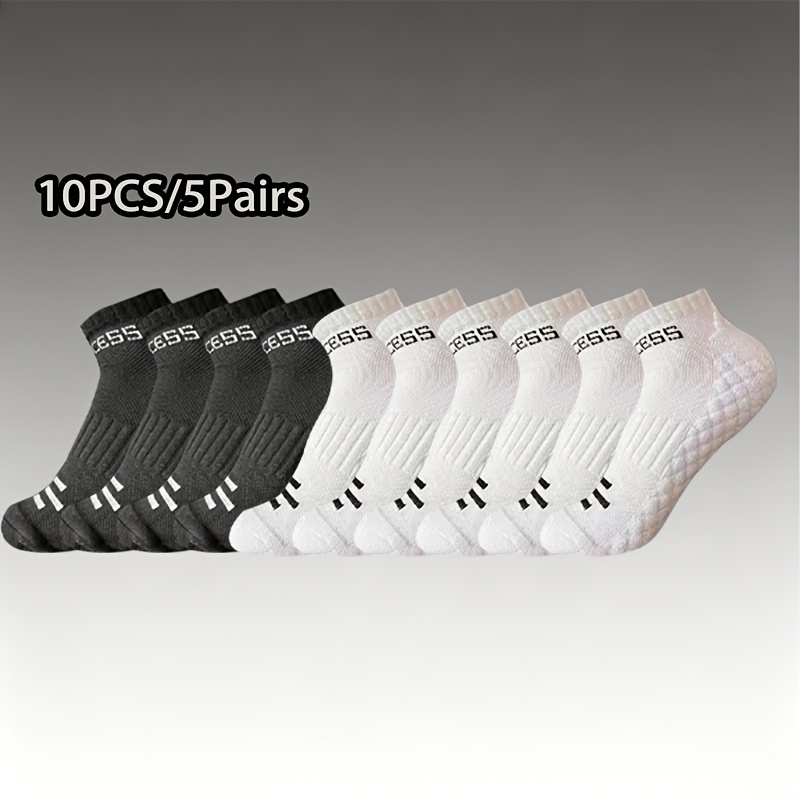 TEMU 10 Pairs, 5 Pairs, Spring And Summer Men's And Women's Towel Bottom Short Socks, Soft And Comfortable, Skin-friendly And Breathable, Easy And