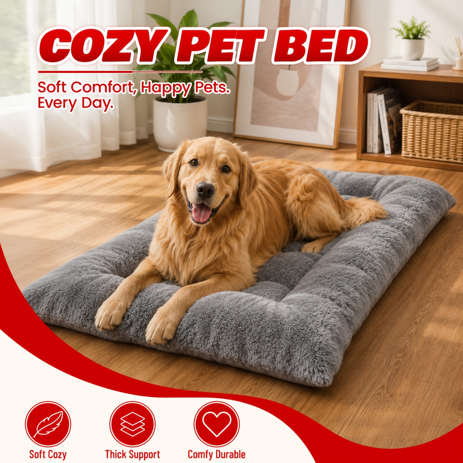 M/L/XL Large Plush Dog Bed Sofa Dog Cage Mat, Thickened Super Soft Polyester Pet Mat, Suitable for Small, Medium And Large Cats And Dogs - Cute Rectangular Sofa, Cat Bed, Cat Beds, Cat Beds for Indoor Cats, Puppy Bed, Large Cat Bed