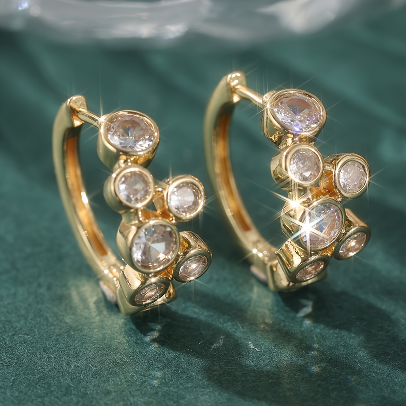 E-shop Luxuriöse Bubble Bezel Synthetische Zirkonia Ohrringe, Runde Synthetische Zirkonia Cluster Ohrringe, Funkelnde Synthetische Zirkonia Ohrringe,