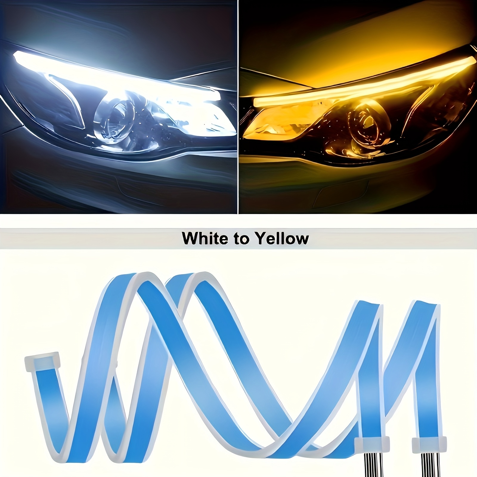 TEMU 2pcs Car Led Decorative Light Strip Start Scanning Ambient Light, Car Grille Mesh Flow Light Strip, Ambient Light