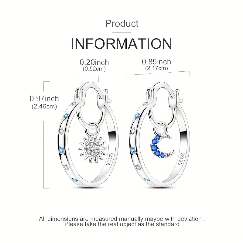 925 Silver Sun and Moon Hoop Earrings