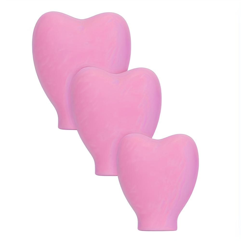 Image of 3pcs/set Heart Shaped Makeup , Hypoallergenic And Dustproof Brush Protector Covers, Reusable Makeup Brush Protectors For Travel And Home Storage