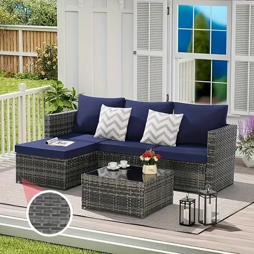 5 colors outdoor furniture set outdoor woven rattan furniture with cushions and coffee table for porch poolside backyard outdoor sofa set