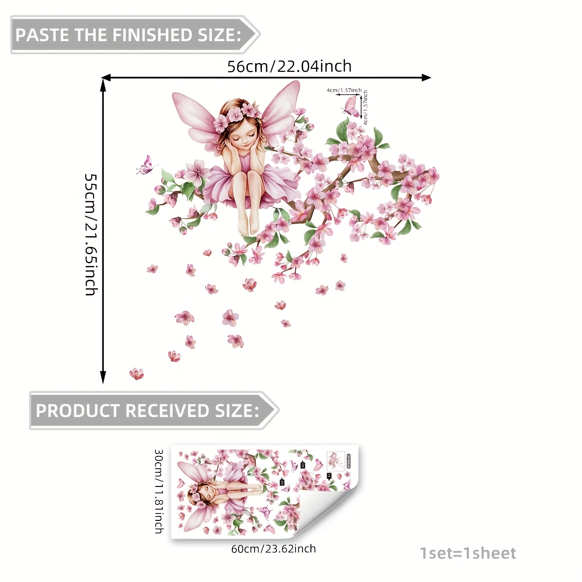 30x60cm Peach Tree Fairy Wall Sticker For Living Room, Bedroom Home Background Decoration M19000-nc