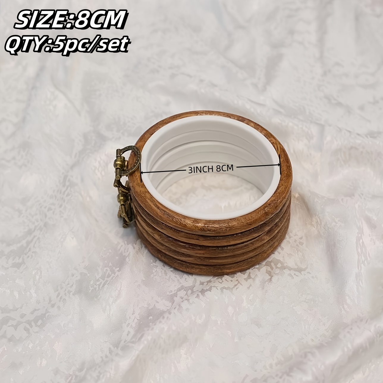 TEMU 5pcs Set Of 8cm Mini -grain Embroidery Hoops (pack Of 5)