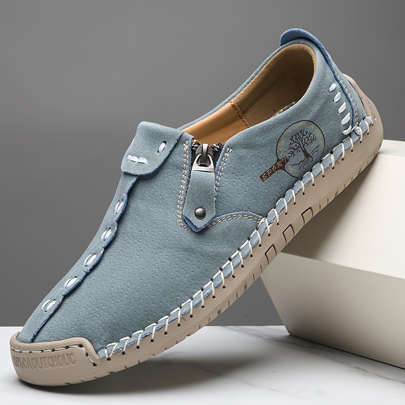 Women's Handmade Casual Loafers, Comfortable Sneakers with Zipper Closure