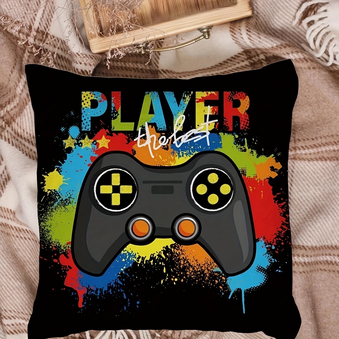 

1pc Gamepad Print Cushion Cover Without Filler, Modern Polyester Throw Pillowcase For Home Decor