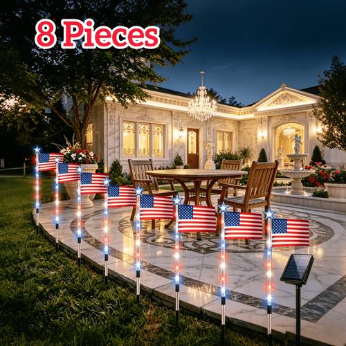 item picture 8 flag lights decorations 8 lighting 8 in 1 american flag solar lights memorial day decorations with red white and blue lights for garden decor yard way