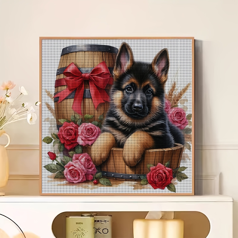 Frameless Stitch Printing Kit, German Shepherd Puppy Design