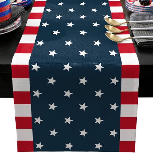 1pc compatible for dresser scarf linen cloth with jumbo flag rectangular kitchen dining table decor for party year round use