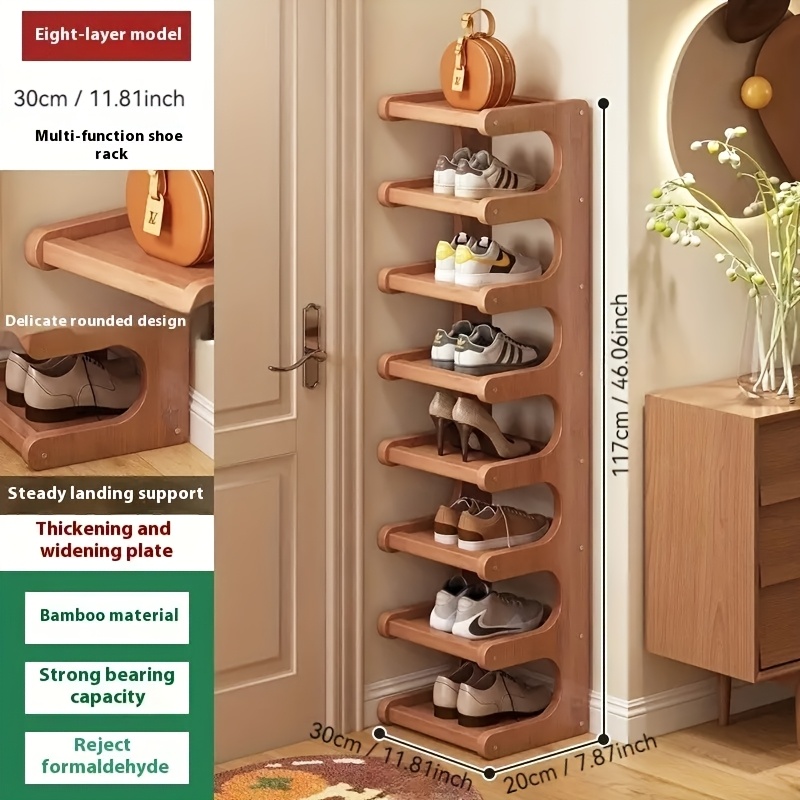TEMU 2-8 Floors Of Bamboo Shoe Racks, Multifunctional Storage Racks, Narrow Space Storage Racks, Simple Bamboo Shoe Racks Suitable For Rooms, Room
