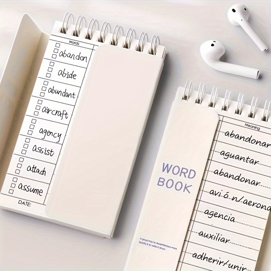 

1/2/4-pack Bilingual Vocabulary Notepad With Ebbinghaus Memory Cycle - Durable Paper Word Learning Book, Ruled Plain, Date , Ideal For Students Age 14+, No Feathers