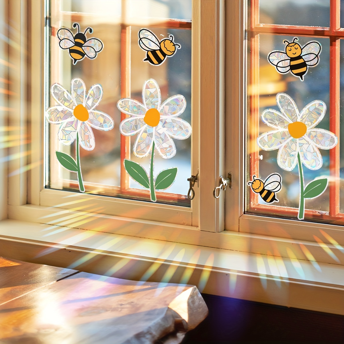 

1 Piece Of 30*42cm Daisy Bee Toilet Sticker, Glass Sticker, Double-sided Printing, Bedroom Balcony Window Decoration Sticker, Self-adhesive Xc9001-yj